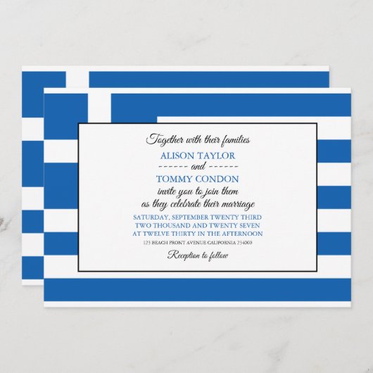 Griekse vlag, vlag van Griekenland bruiloft Kaart (Voorkant / Achterkant)