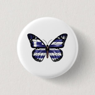 Griekse vlag voor monboogvlinder ronde button 3,2 cm