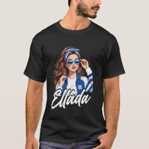 Griekse Vlag Vrouw Zonnebril Meisje Grieks T-shirt