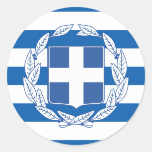 Griekse vlag & wapen, vlag van Griekenland Ronde Sticker