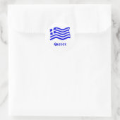 Griekse vlag (Waving) Ronde Sticker (Tas)