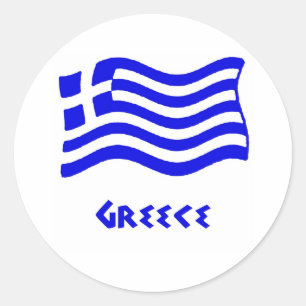 Griekse vlag (Waving) Ronde Sticker