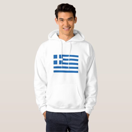 Griekse vlag witte hoodie (Voorkant volledig)