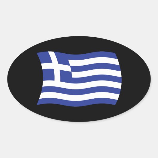 Griekse Vlagsticker Ovale Sticker (Voorkant)