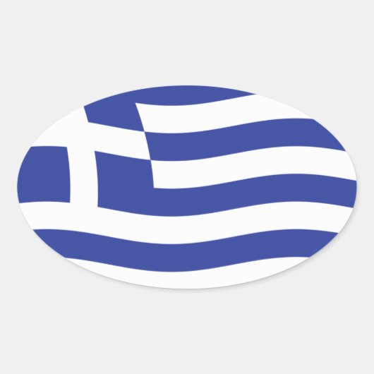 Griekse Vlagsticker Ovale Sticker (Voorkant)