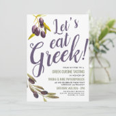 Griekse voedselproeverij na huwelijksfeest kaart (Staand voorkant)