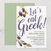 Griekse voedselproeverij na huwelijksfeest kaart (Voorkant / Achterkant)