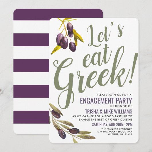 Griekse voedseltestpartij Sangria Invite Kaart (Voorkant / Achterkant)