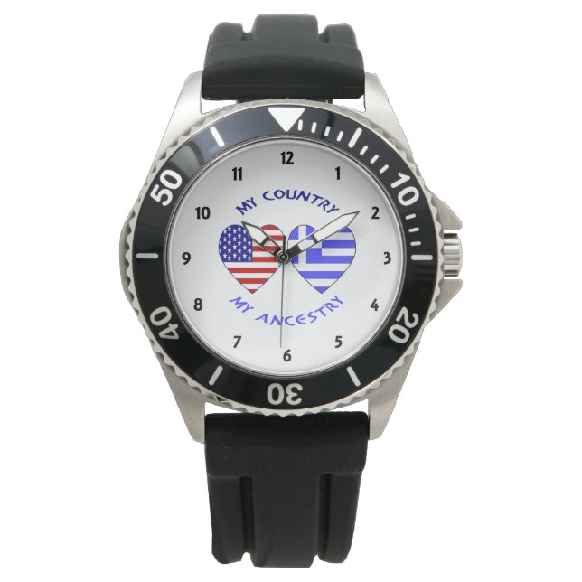 Griekse VS Hart Land Afkomst Horloge (Voorkant)