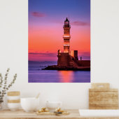 Griekse Vuurtoren 's Nachts Poster (Keuken)