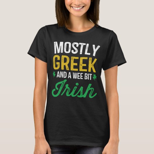 Griekse Wee Bit Irish Funny Griekenland St Patrick T-shirt (Voorkant)