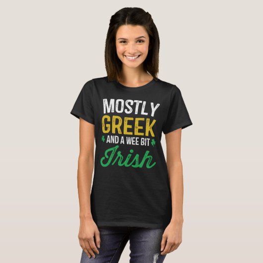 Griekse Wee Bit Irish Funny Griekenland St Patrick T-shirt (Voorkant volledig)