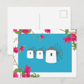 Griekse windmolens op het Griekse eiland Bougainvi Feestdagenkaart (Voorkant / Achterkant)