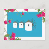 Griekse windmolens op het Griekse eiland Bougainvi Feestdagenkaart (Voorkant)