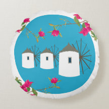 Griekse windmolens op het Griekse eiland Bougainvi