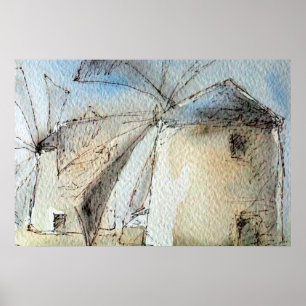 Griekse windmolens poster
