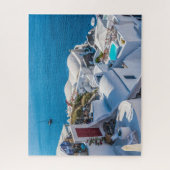 Griekse witte heuvelgebouwen, mediterraan Zee Legpuzzel (Verticaal)
