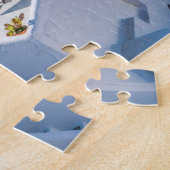 Griekse witte heuvelgebouwen, mediterraan Zee Legpuzzel (Zijkant)