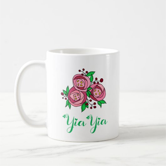Griekse YiaYia mok met rozen (Links)