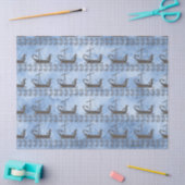 Griekse zeilschepen en rol op blauwe ontkoppeling tissuepapier (Craft)