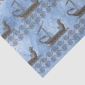 Griekse zeilschepen en rol op blauwe ontkoppeling tissuepapier (Detail)