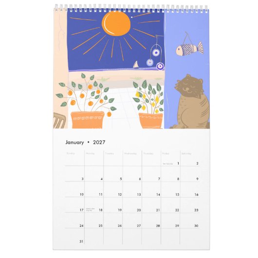 Griekse Zomer Scènes & Patronen Kalender (Jan 2027)