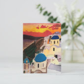 Griekse zonsondergang briefkaart (Staand voorkant)