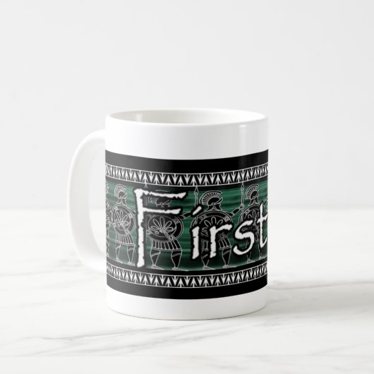 Griekse zwarte beeldgarde koffiemok (Voorkant links)