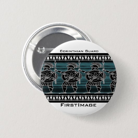 Griekse zwarte beeldgarde ronde button 5,7 cm (Voorkant /achterkant)