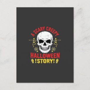 Grielig enge Halloween-verhaal Schedelontwerp_1 Briefkaart