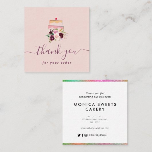 griep bedankt voor uw bestelling vierkante visitekaartje (Voorkant / Achterkant)