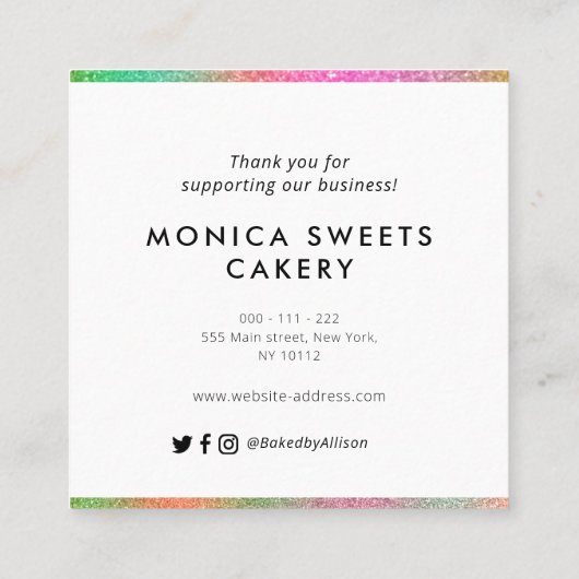 griep bedankt voor uw bestelling vierkante visitekaartje (Achterkant)