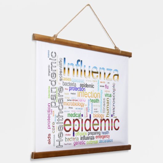 griepachtige tekst hangend wandkleed (Gebogen)