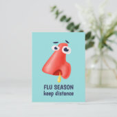 Griepseizoen Houd afstand Loopneus Gezondheid Humo Briefkaart (Staand voorkant)