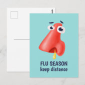 Griepseizoen Houd afstand Loopneus Gezondheid Humo Briefkaart (Voorkant / Achterkant)