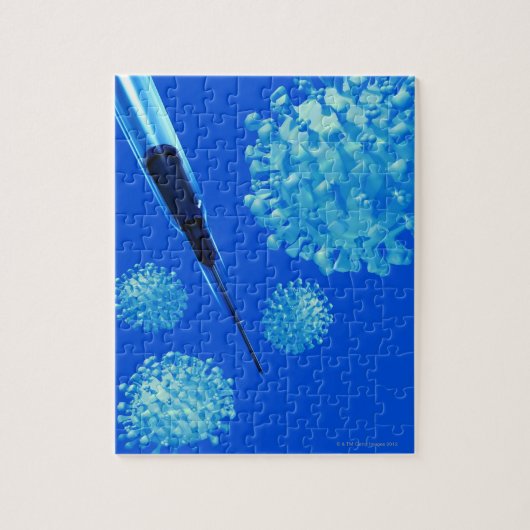 Griepvaccin, conceptuele computerkunst. legpuzzel (Verticaal)
