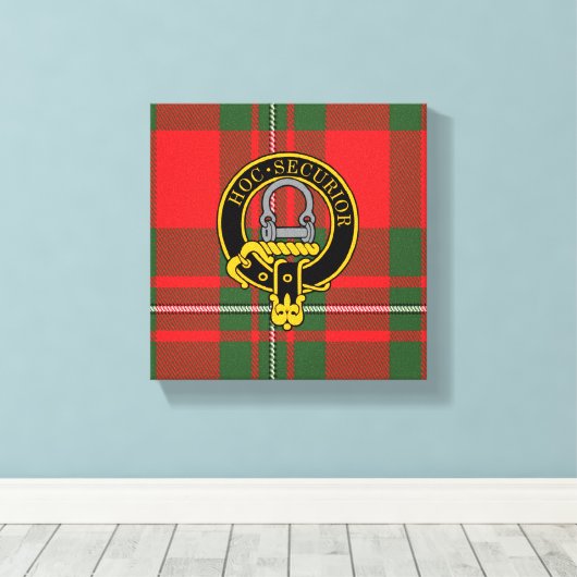 Grierson Scottish Crest en Tartan Canvas print (Insitu (Houten vloer))