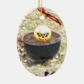 Griewelijke Halloween Pompoen Keramisch Ornament (Achterkant)