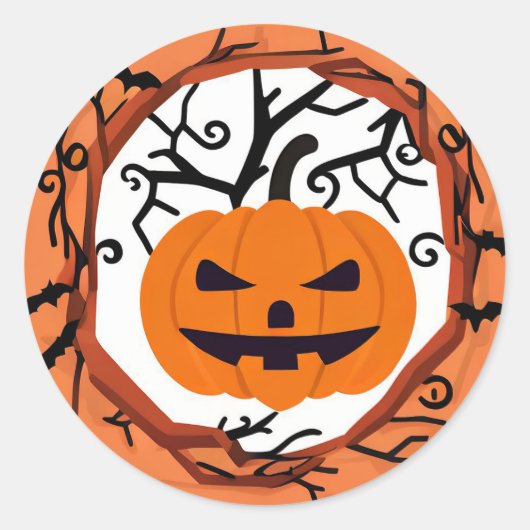 Griewelijke pompoen Halloween sticker (Voorkant)