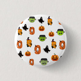 Griezeldag Heks, Geheime Huis, Maan Ronde Button 3,2 Cm