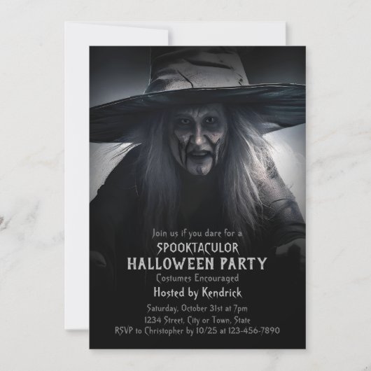 Griezeldokter Heksen Halloween Kostuumfeest Uitnod Kaart (Voorkant)