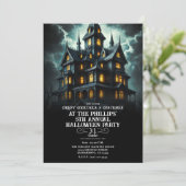 Griezelen Enge Spokenhuis Halloween Feest Kaart (Staand voorkant)