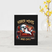 Griezelen Filmen En Chillen Spook Halloween Geest  Kaart (Gele Bloem)