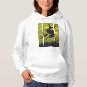 Griezelen Halloween Heks Vliegend op Bezemsteel Hoodie