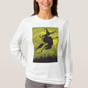 Griezelen Halloween Heks Vliegend op Bezemsteel T-shirt