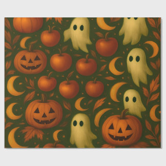🎃 Griezelen Herfst Inpakpapier – Geesten, Pompoen