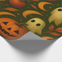 🎃 Griezelen Herfst Inpakpapier – Geesten, Pompoen
