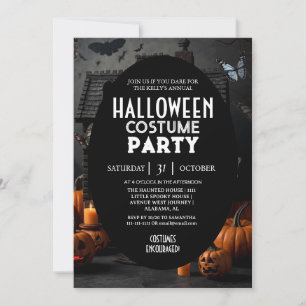 Griezelen Huis Pompoen Halloween Kostuums Feest Kaart