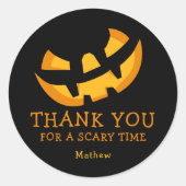 Griezelen Pompoen Gezicht Dank Je Ronde Sticker (Voorkant)