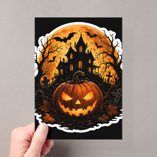 🎃 Griezelen van de Pompoen Maan Halloween Sticker Acryl Uitnodigingen